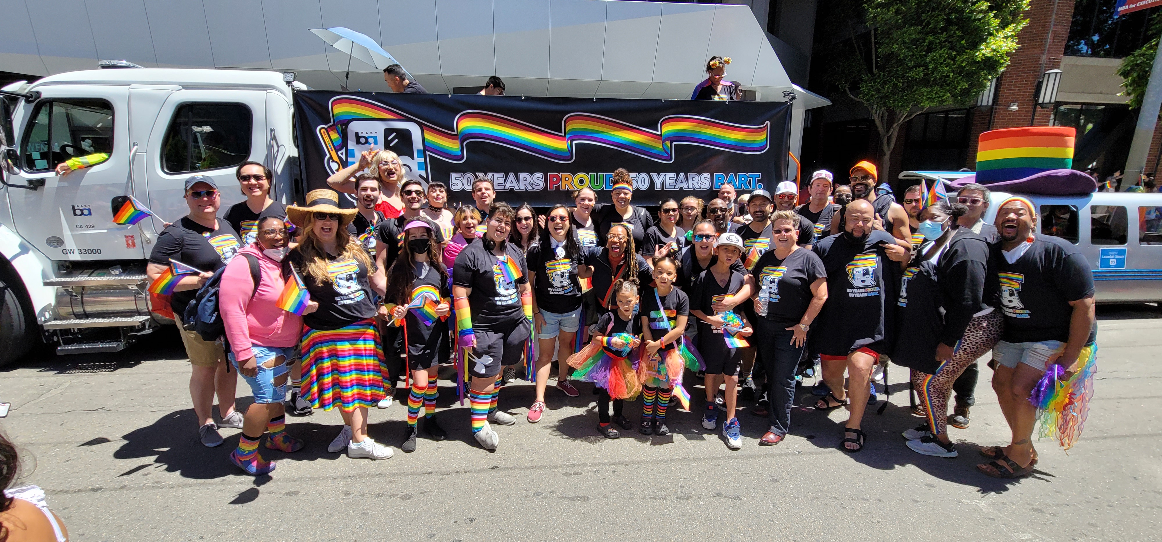 The BART contingent at the 2022 San Francisco Pride Parade.