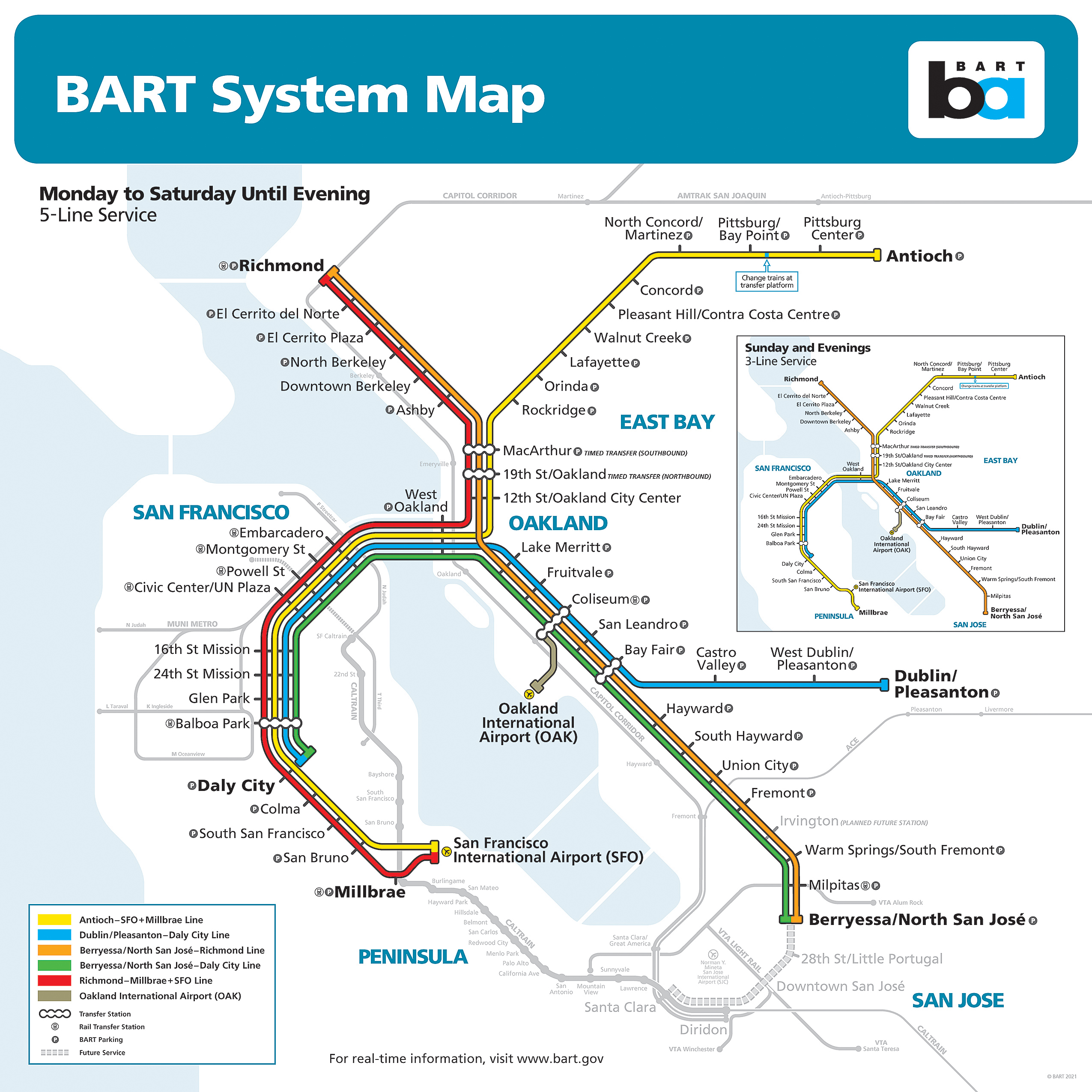 BART system map starting August 2, 2021