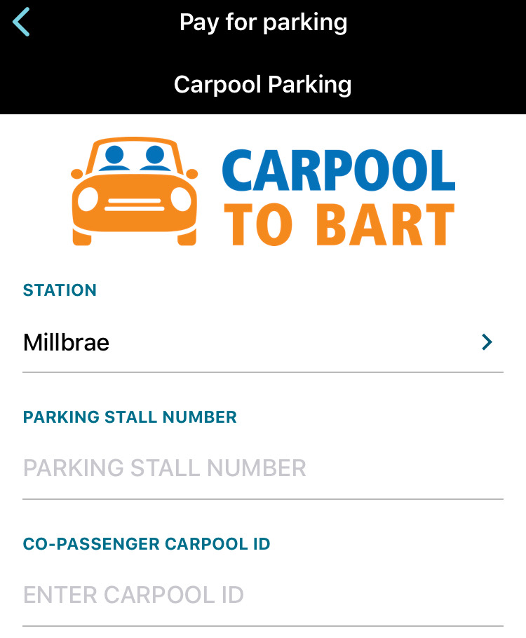 Carpool to BART app payment