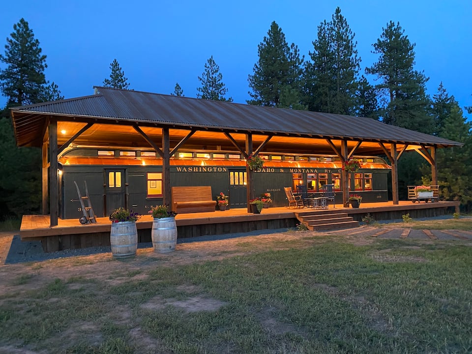 Above: A restored train car from the Washington, Idaho & Montana Railway is used as an Airbnb in Idaho. Image used with permissi