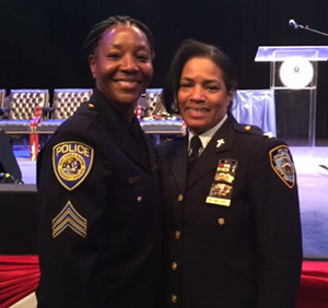 Sgt. Carter, left, with the past president of NOBLE, the Rev. Barbara Harris-Williams, who is a senior chaplain in the NYC PD