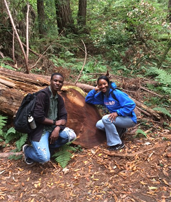 Sgt. Carter, right, with a member of a police youth explorer group on a field trip to Muir Woods 