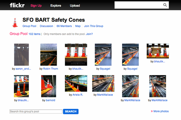 SFO BART safety cones have their own Flickr group with over 60 members and counting