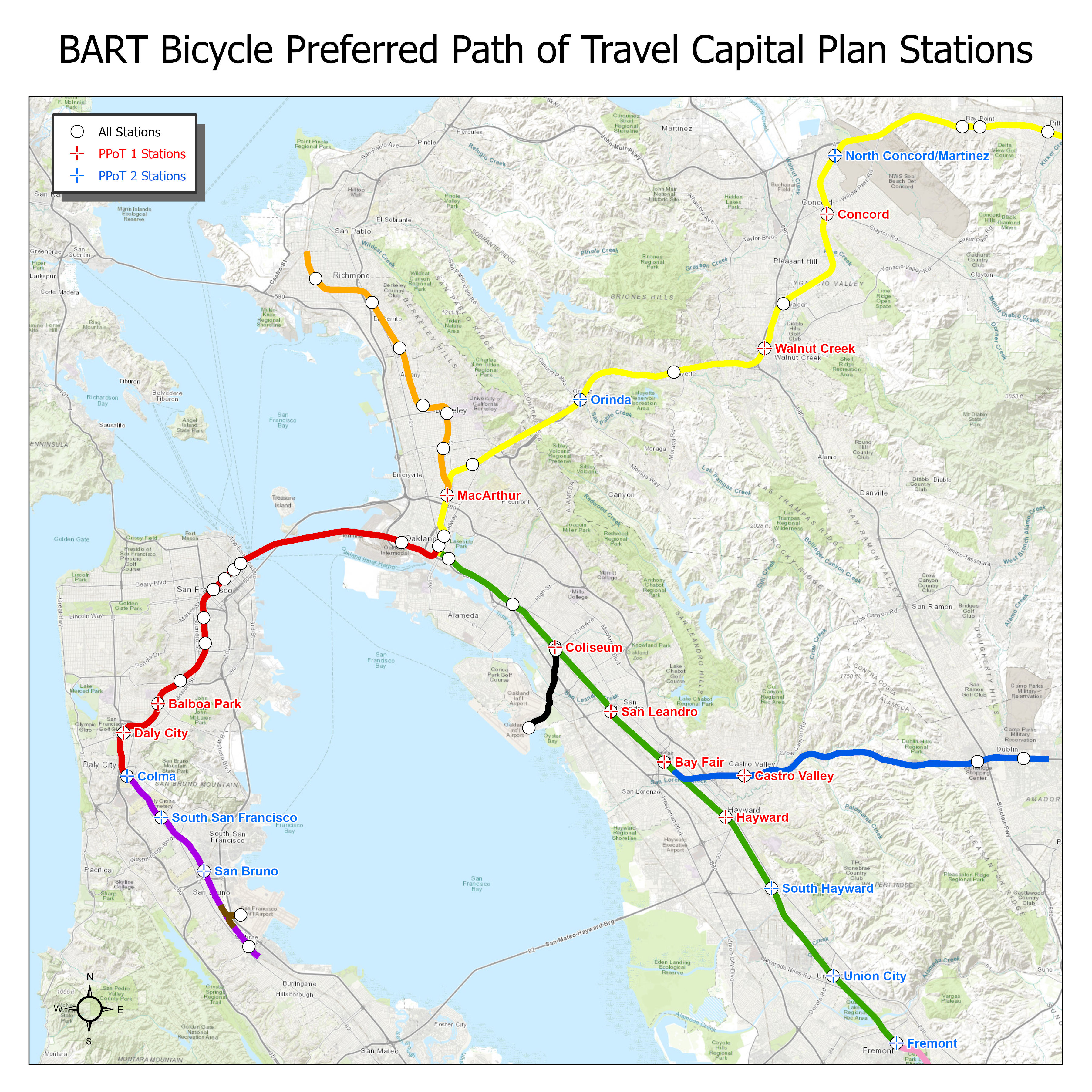 BART Bicycle Preferred Path of Travel Capital Plan Stations