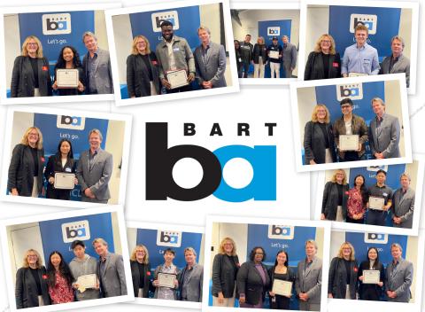 A collage of BART interns with the BART logo