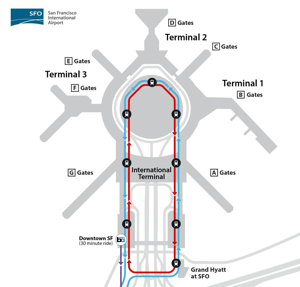 SFO AirTrain Terminals Map