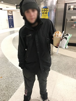 Z with a Starbucks order on the day BART PD made contact