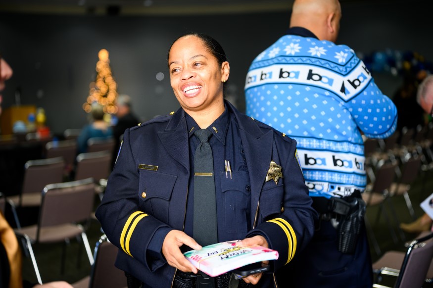 Lieutenant Anisa McNack smiles after receiving an award at the tenth annual BPD Awards Ceremony on Dec. 14, 2022.