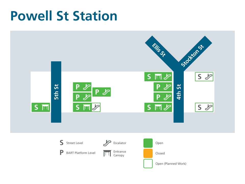 Powell St Station canopies map
