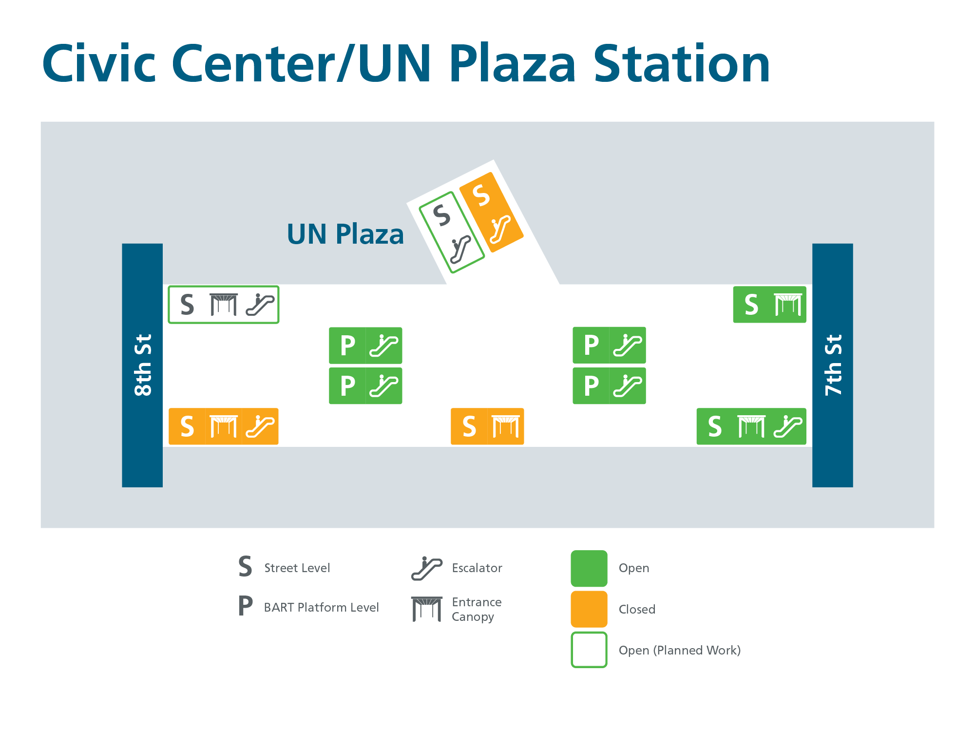 Civic Center canopy/escalators map