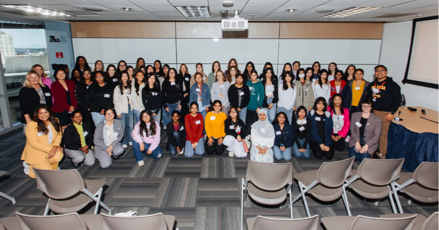 Group of girls inc students in a classroom