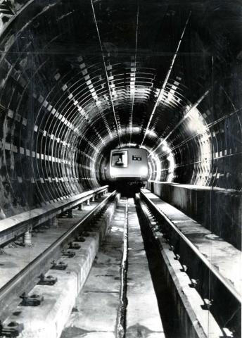 An archival photo of the Transbay Tube. 