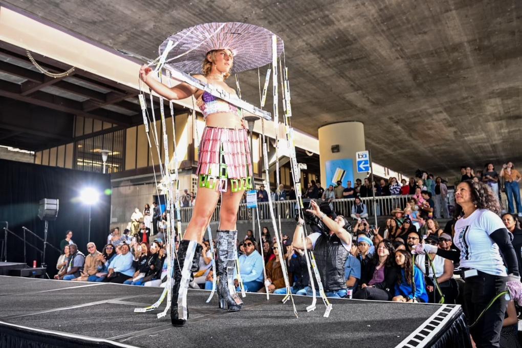 Scenes from BART's Paper Ticket Fashion Show