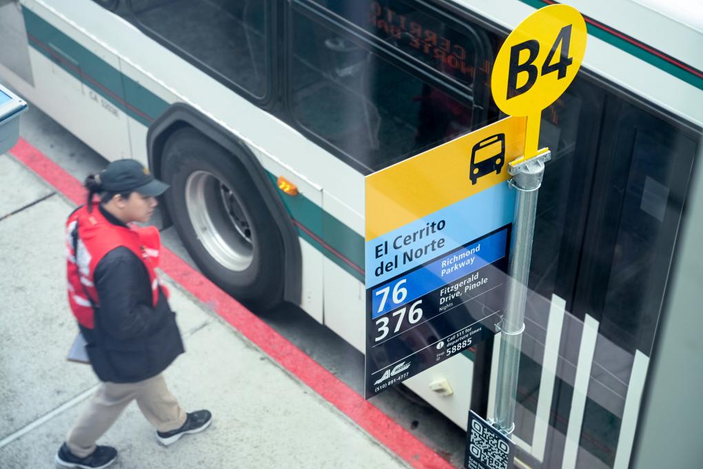 A photo of the test signage and maps at El Cerrito del Norte