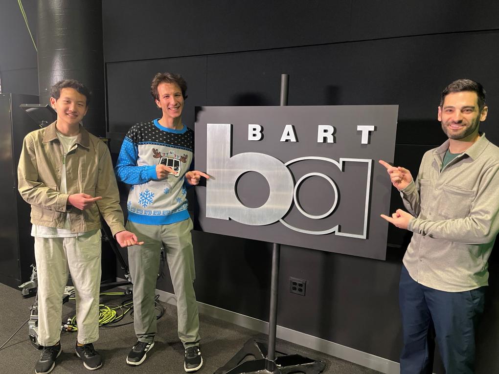 From left to right Enzo Wu, Ameen DaCosta, and Adam who runs the YouTube page "Adam Does Not Exist"  share their adventures of speedrunning on BART.